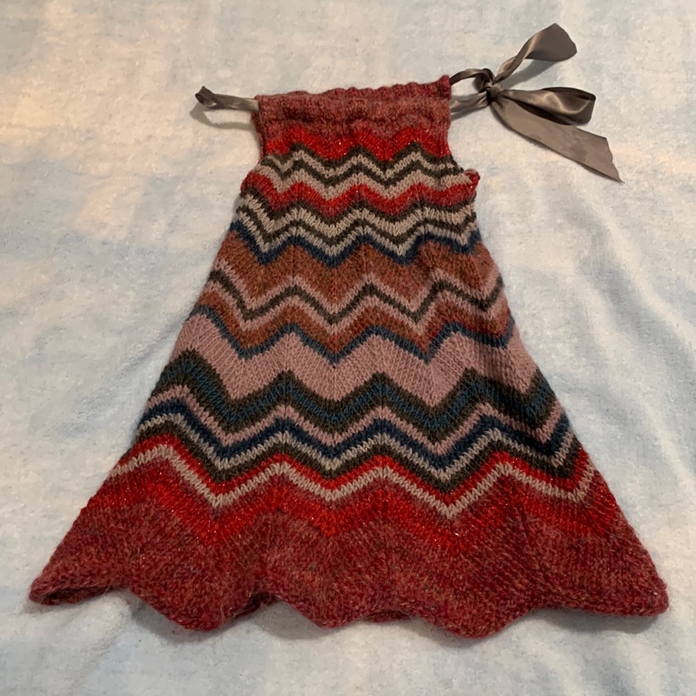 Wool! toddler hand knit chevron a line dress